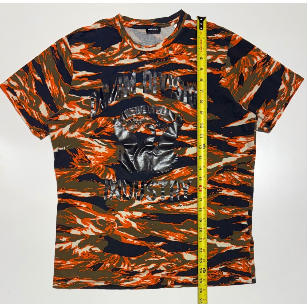 Diesel Kids Boys Tiger Camo T-Shirt Orange Black Silver Logo Tee Size‎ L